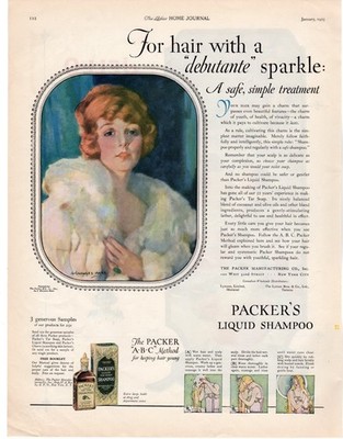 1925 Packer s Liquid Shampoo Debutante Beauty Flapper Girl Art Deco Ad