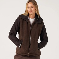 QVC - Denim & Co. Mixed Media Zip Jacket. Chocolate. Size Medium