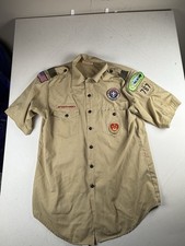 Vintage Boy Scouts Of America Mens Large Official Uniform Shirt Patches Denver