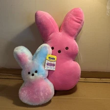 Peeps 15" Plush pink Bunnie and multicolor 10inch NWT!