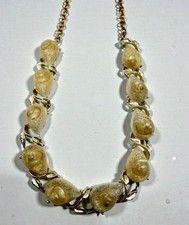 Vintage Sea Shell Inspired Necklace Choker Gold Tone 15" Coastal Beach Island
