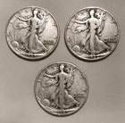 Lot of 3 Walking Liberty Silver Half Dollars 50c Circulated