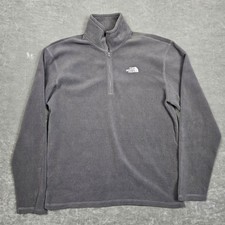 The North Face Fleece Pullover Mens Medium Gray Quarter Zip Embroidered Logo