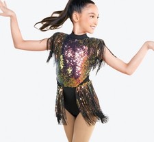Revolution Hey Hi Hello Bronze Holographic Sequin Fringe Dance Costume RC25772