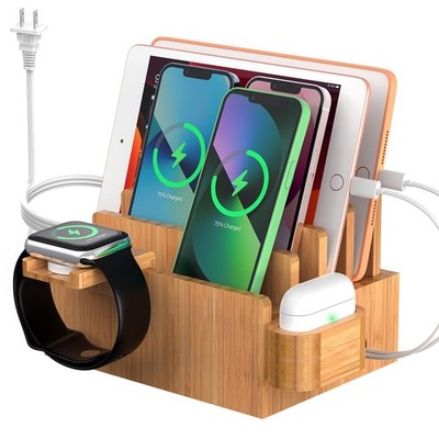 Charging Station for Multiple Devices with 5 Port USB Charger, 5 Cables, Watc...