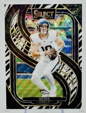 2024 Bo Nix Panini Select - Premier Level TRUE ZEBRA Prizm RC/SP-BRONCOS