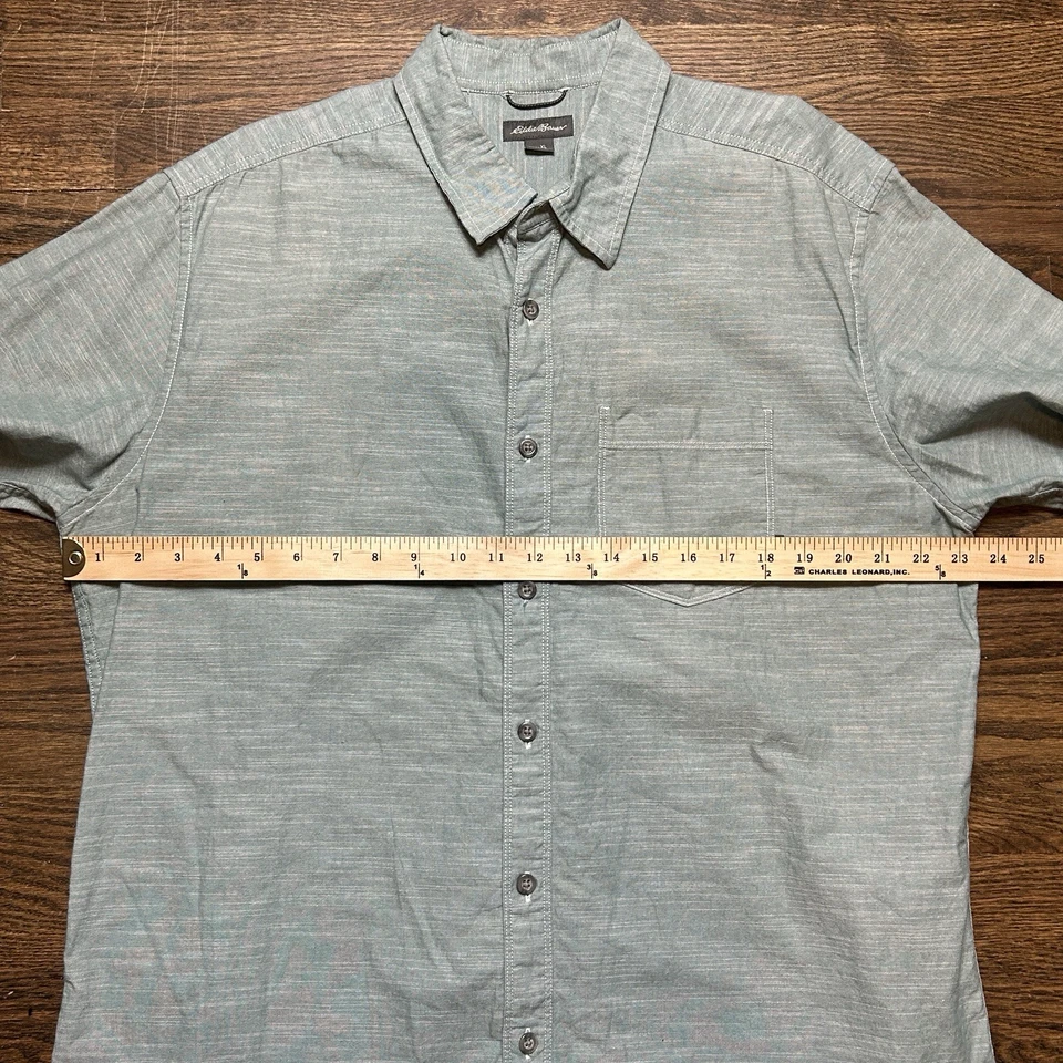 Eddie Bauer Shirt Mens X Large Green Short Sleeve Button Up Cotton Causal Pocket - Image 4 of 4