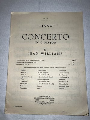 Vintage Piano Concerto in C Major Jean Williams Sheet Music 1946