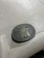 Marlboro Philip Morris Cigarettes Texas Longhorn Brass 1987 Vintage Belt Buckle