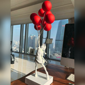 BANKSY ROJO GLOBO CHICA Englend arte callejero estatua escultura figura decoración del hogar
