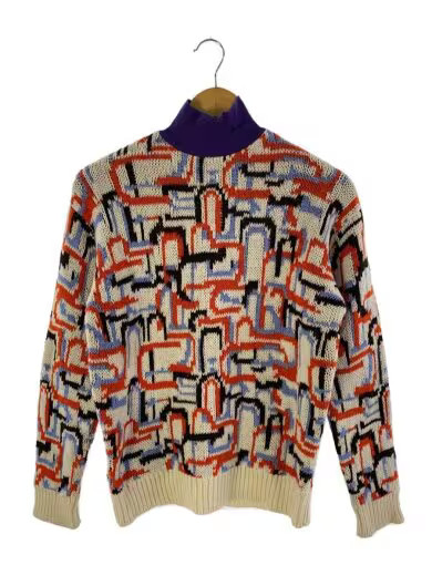 PRADA 22AW Neck Logo Cashmere Blend Sweatshirt Size 42 Wool IVO Print P26474 S22