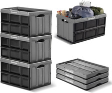 62l Collapsible Storage Bins 3 Pack Stackable 100 Lb Stone