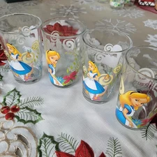 Disney Alice In Wonderland Juice Glasses Tumbler Set 4