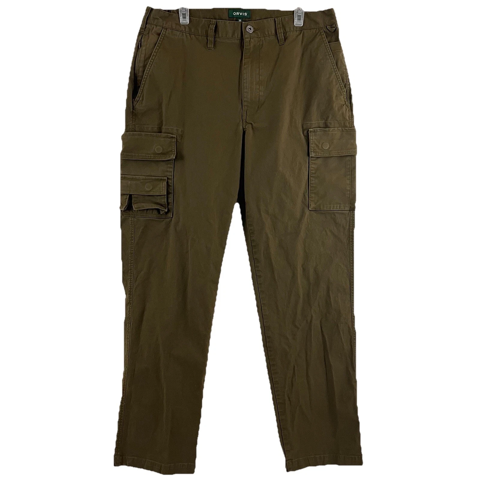 Orvis 13 Pocket Fly Box Fishing Cargo Pants Mens 36x33 Green Stretch Chino 27MA