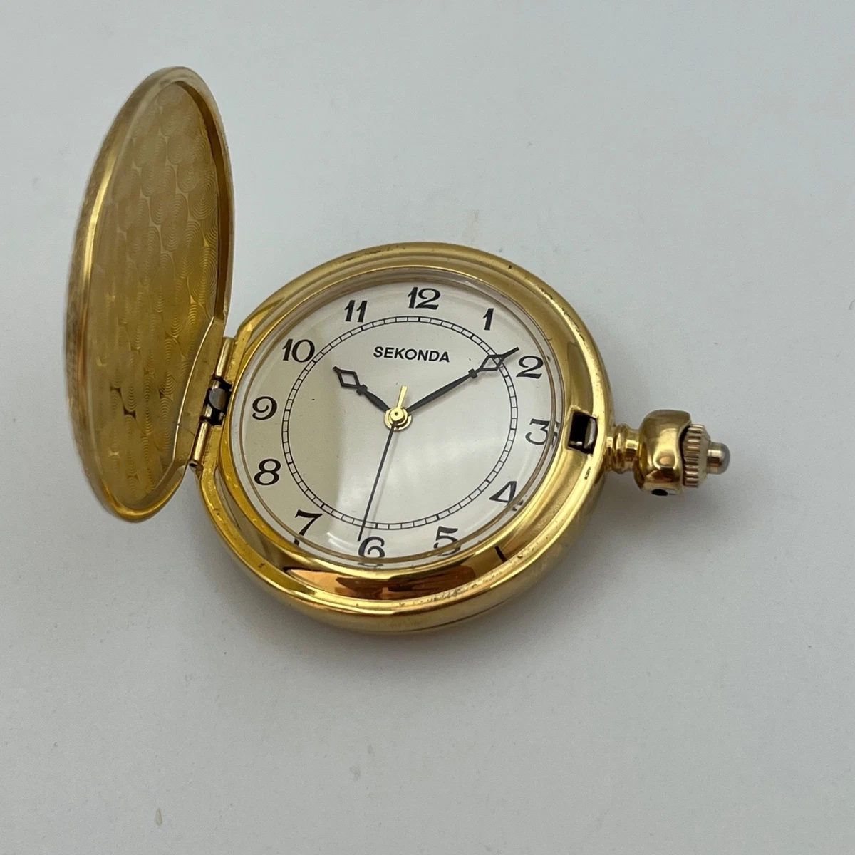 Reloj Bolsillo Sekonda Tono Dorado Completo Cazador Cuarzo Caballeros Estilo Vintage 4b