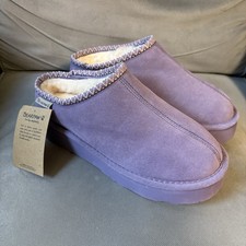 BEARPAW Sidney-MARTED Purple Cow Suede Slip-On Wool Blend Slippers Women  s 9