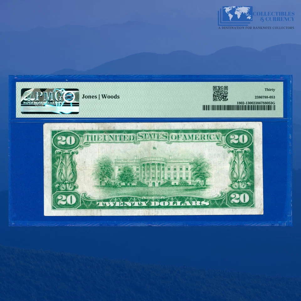 1929 $20 National Bank Of WASHINGTON, District Of Columbia, Charter #3425 PMG 30 - Image 2 of 3