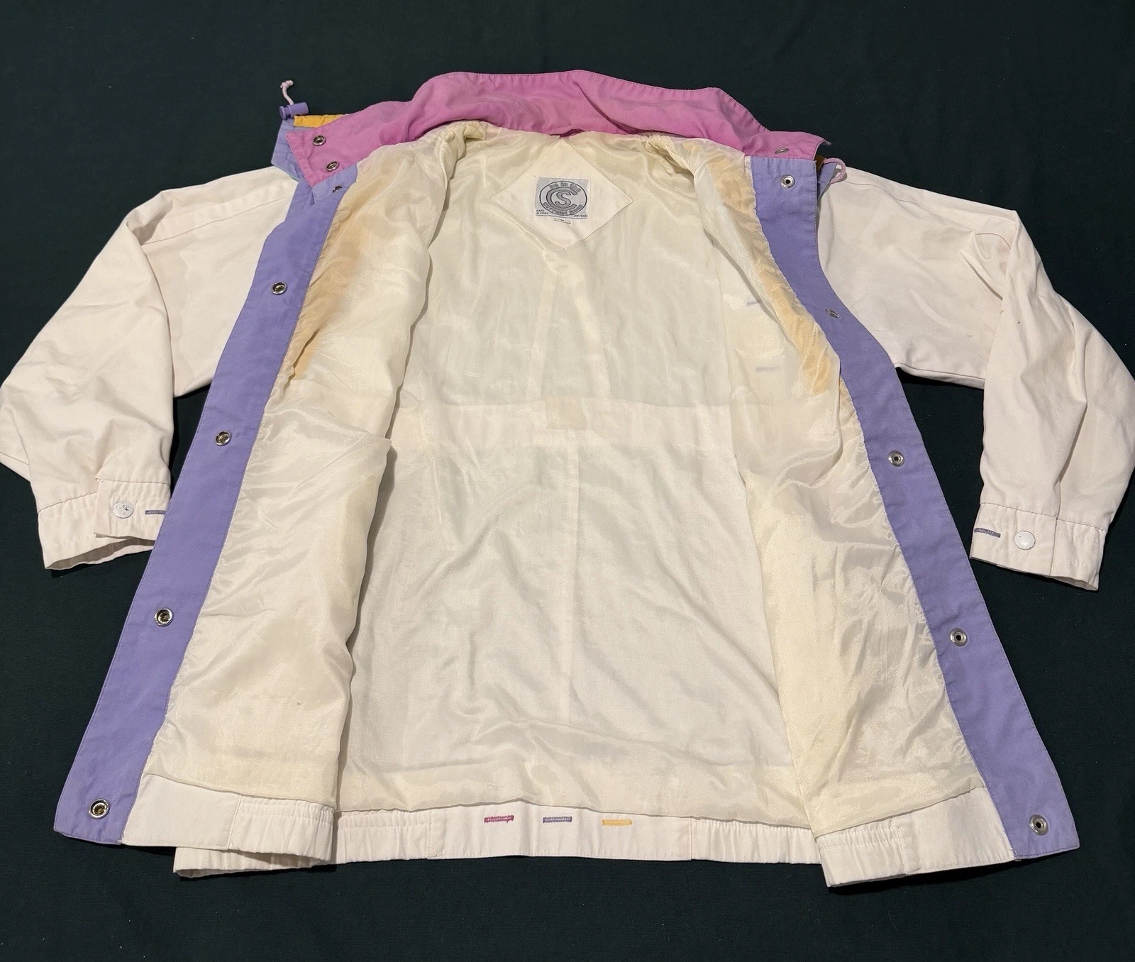 Vintage 80s Be In The Current Seen Pastel Colorblock Light Jacket Mens Medium - product detail image 9