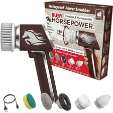 Ruby Horsepower Handheld Cordless Rechargeable Spinning Power Scrubber 