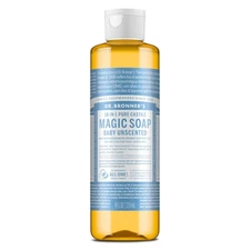 Dr. Bronner's Pure-Castile Magic Liquid Soap (Baby Unscented, 8 Ounce)- Made wit