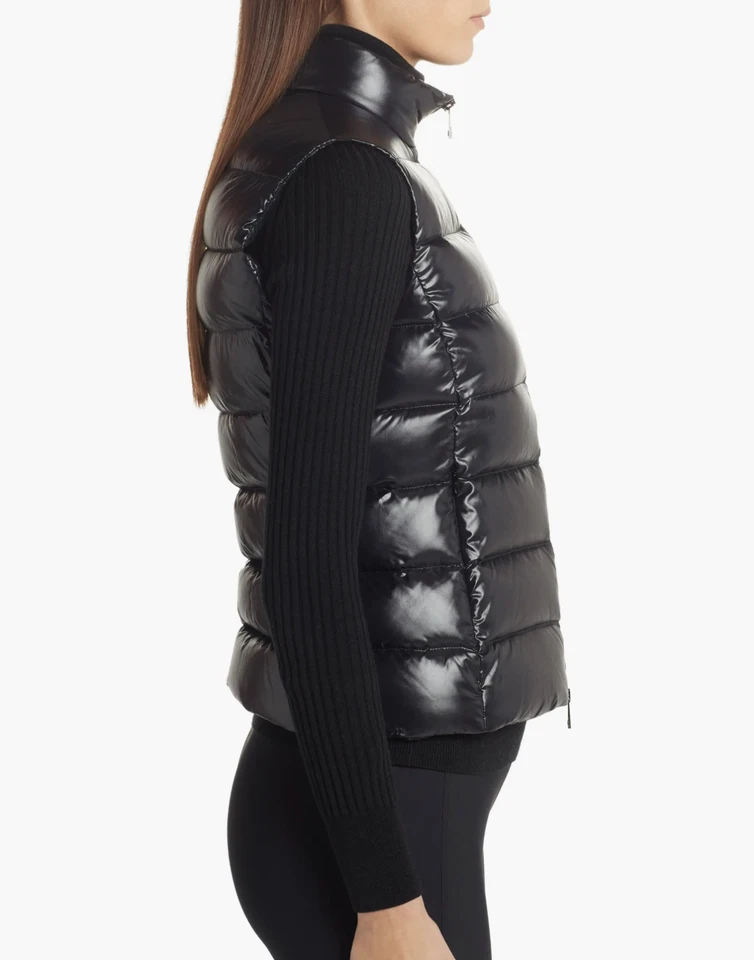 Moncler L42716 Mujeres Negro Ghany Resistente al Agua Brillante Abajo Chaleco Puffer Talla 2 Foto 3 de 4