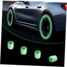 Glow Tire Valve Stem Caps, 4 Pack, Universal Glowing Car Valve Stem Caps Green
