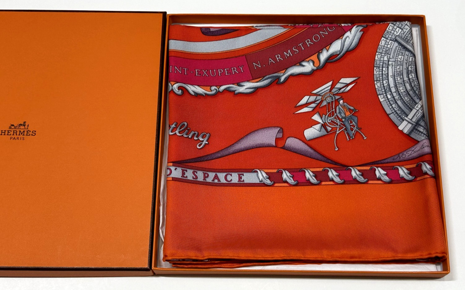 Hermes Scarf NEW Special Carre 'BREITLING x REVES D'ESPACE' RARE France Foulard thumbnail 4
