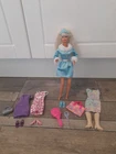 vintage barbie bundle-1976 doll, original earrings+4 dresses,shoes+accessories