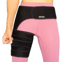Hip Brace - Right Leg, One Size, Copper-Infused Neoprene Adjustable Three-Straps