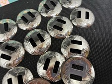 conchos lot 20. Bright Silvery. I Believe By Tandy Leather. Double Slots.