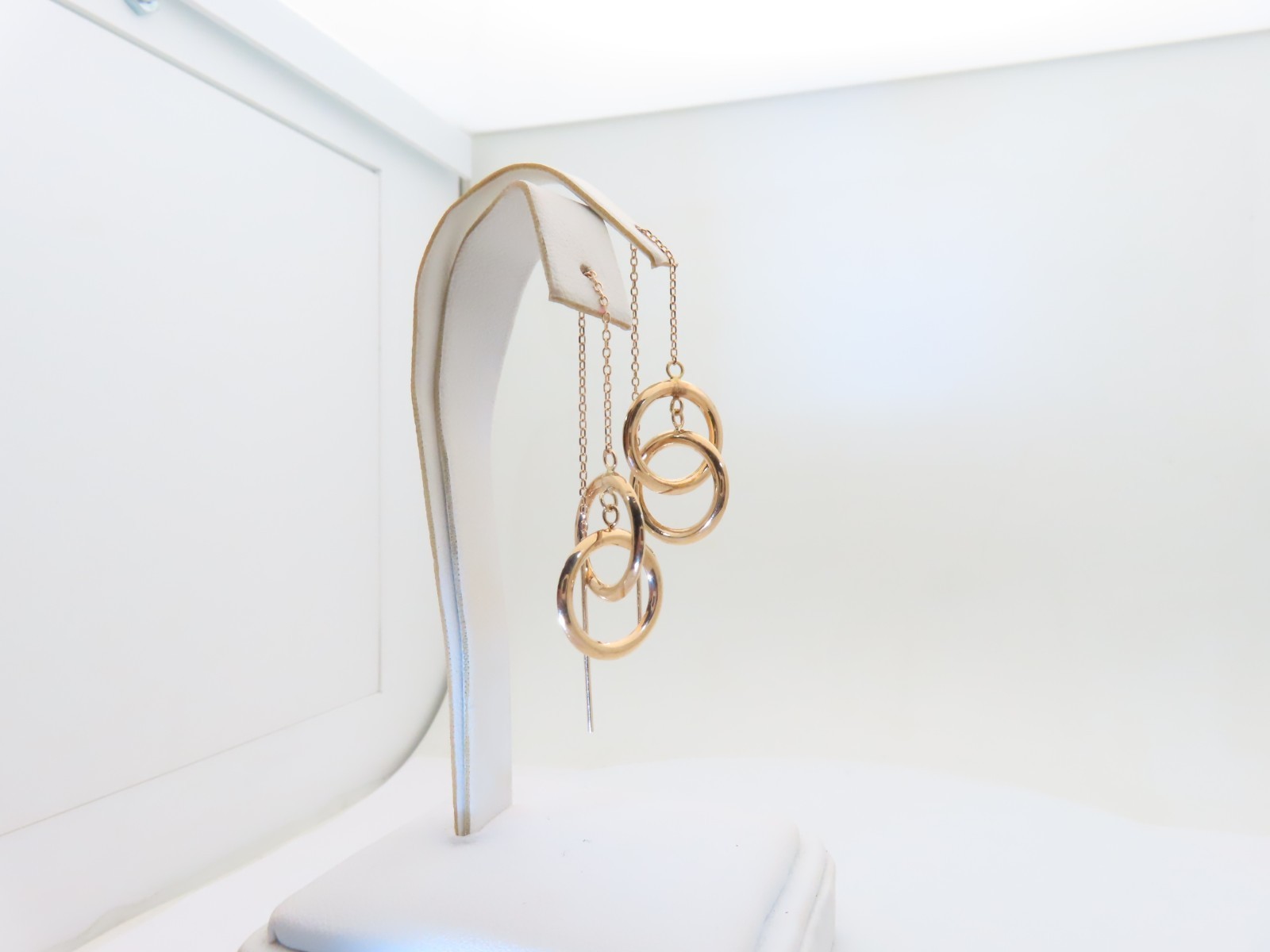 14k Solid Gold Pierced Double Interlocking Ring T… - image 5