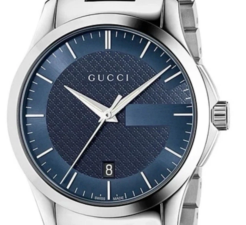 古驰 G-Timeless 石英 38 毫米男女通用蓝色表盘银色手表 - YA126440 — 第 2/4 张图片