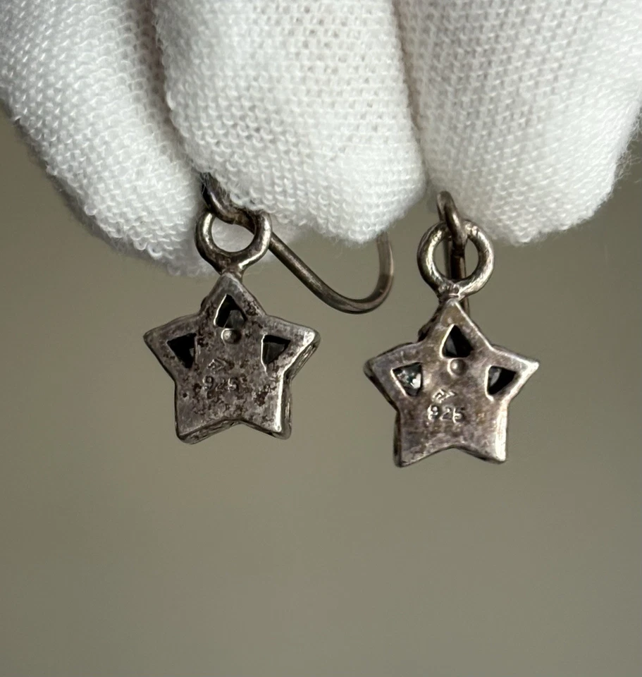 Silpada Sterling Silver CZ Star Earrings 925 Dangling 1” Drop Retired W1236 - Image 4 of 4