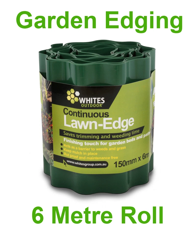6 metres x 150mm GREEN Garden Edging Fluted Plastic Border Edge