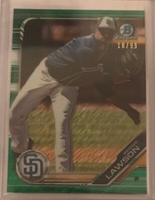 Reggie Lawson 2019 Bowman Baseball SP Green Shimmer Refractor RC #d /99 - Padres