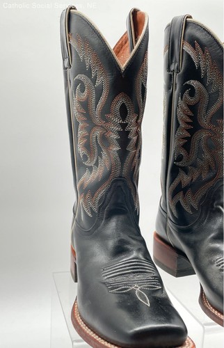 Nocona Boots Black Youth Leather Square Toe Narrow Western Boots - Size 7S - Picture 3 of 12