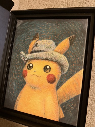 Van Gogh Pikachu canvas art black frame Rare Limited Van Gogh Museum Exclusive - Picture 9 of 9