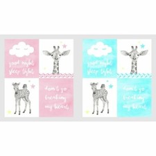 BABY SAFARI Quilt Fabric Panel 23" x 43"  8 Design Squares Zebra Giraffe