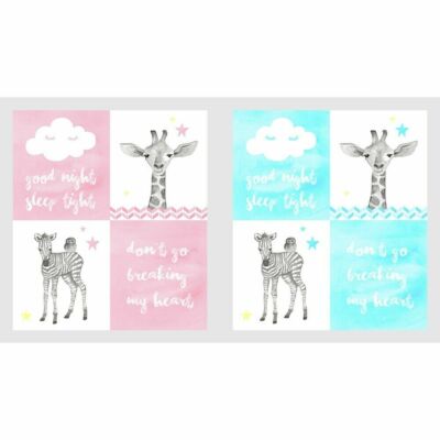 BABY SAFARI Quilt Fabric Panel 23'' x 43'' ~ 8 Design Squares Zebra Giraffe