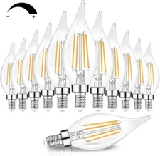 BRIMAX Dimmable E12 LED Candle Light Bulbs C35T 4W(40W) Chandelier Bulbs 12 Pack