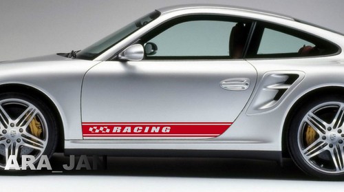 2 - Racing Stripe Decal Sport Skirt Sticker decals logo RED - Picture 2 of 2