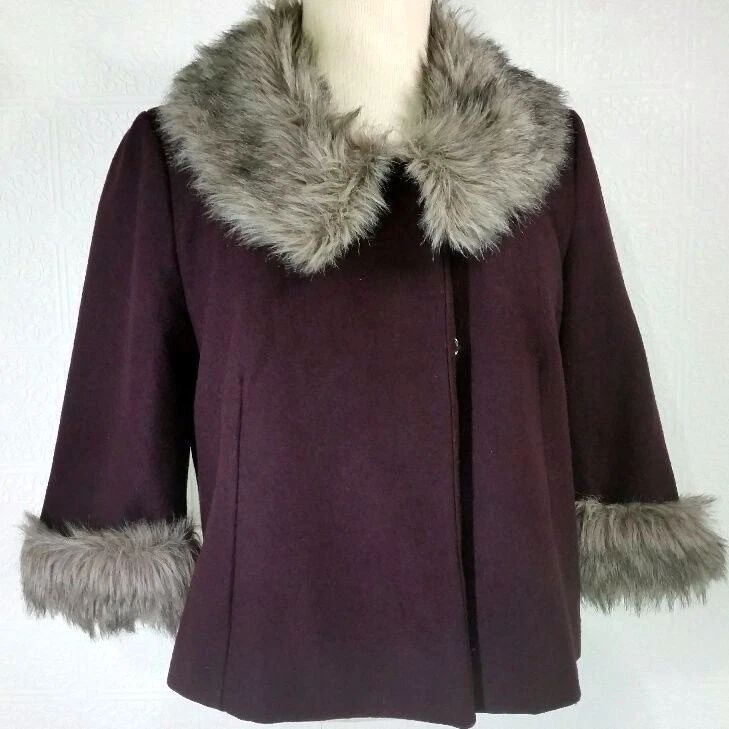 Burgundy Wool Jacket Coat Womens Size Medium (M) XXI - Image 2 of 4