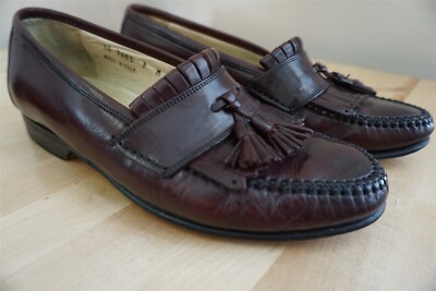 Johnston Murphy Burgundy Leather Kiltie Tassel Loafer Size  display picture 1