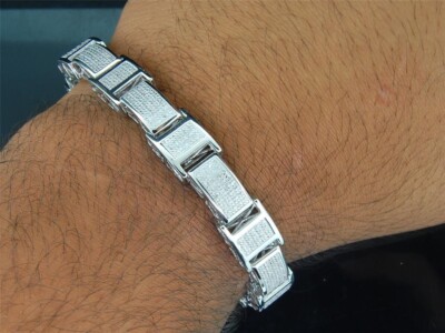 8.50'' Statement Link Bracelets 14K White Gold Finish 2 Ctw Simulated Diamond
