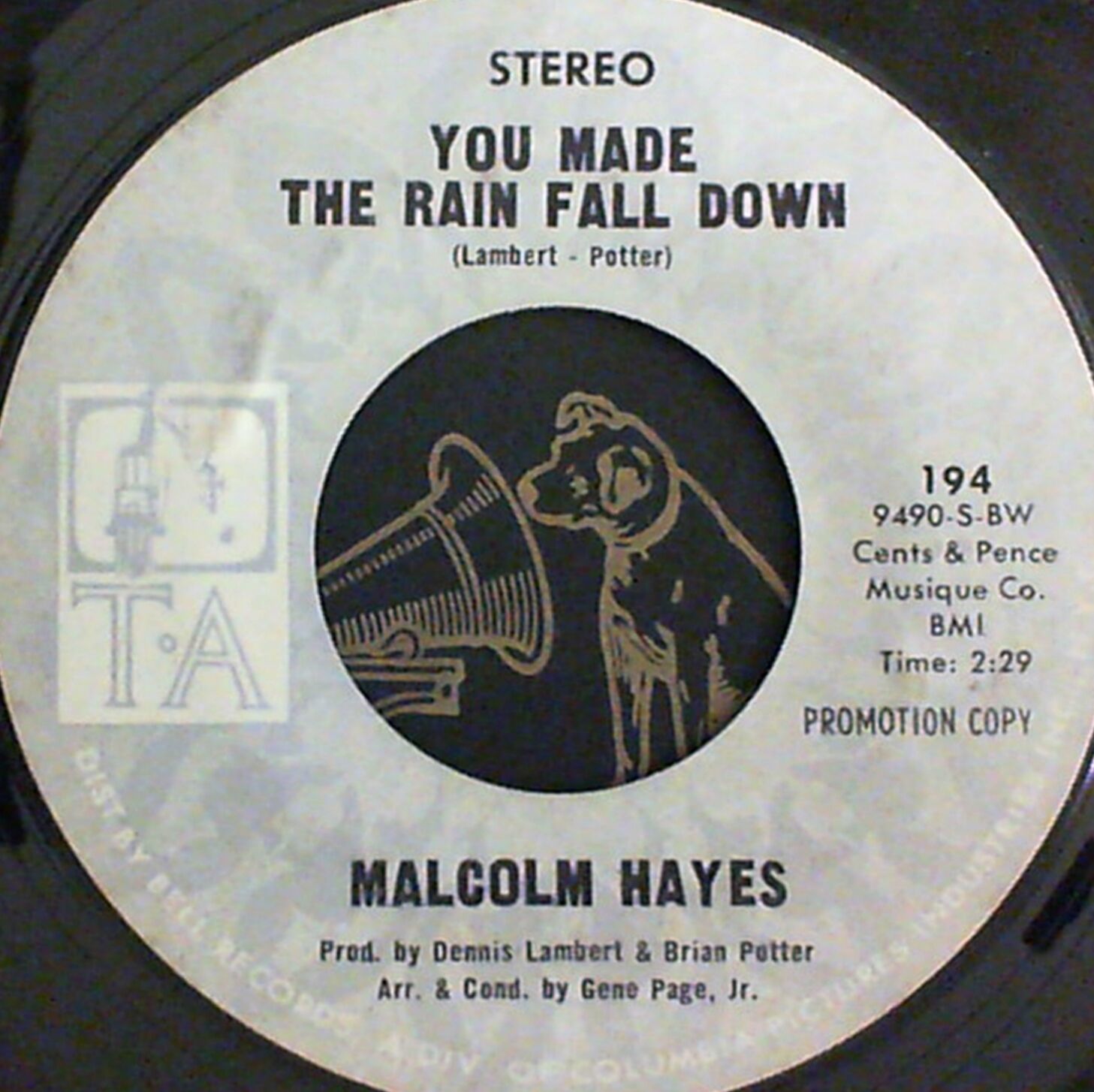 Northern Soul 45 Malcolm Hayes You made the rain fall down TA 194