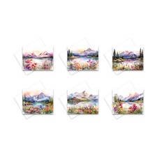 12 All Occasion Note Cards with Envelopes - MOUNTAIN LANDSCAPE  2 of Each 