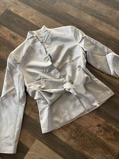 Douglas Hannant Women's Insigna Silver Silk Satin Evening Jacket Size 4 ~read~