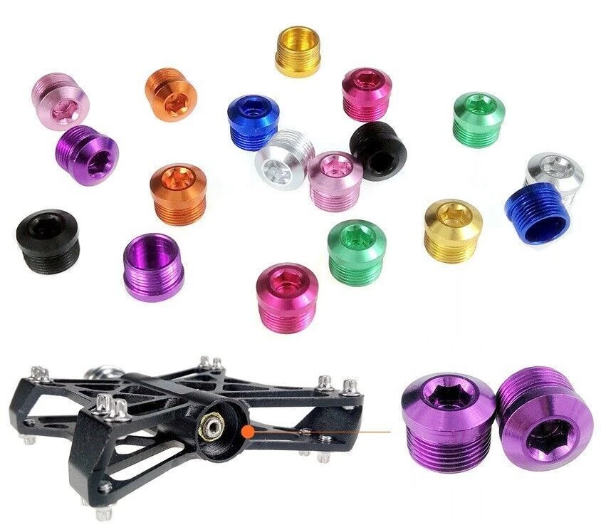 Tornillos de aluminio a prueba de polvo para bicicleta MTB bicicleta de carretera pedal plano tapas pernos tuerca Foto 2 de 4