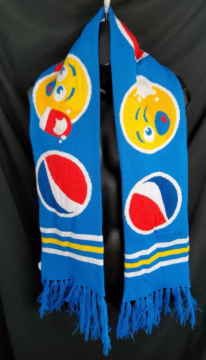 PEPSI EMOJI Winter Scarf Blue fringed 69 X 7
