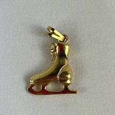 Ice Skate Charm Gold Tone 1/2  For Bracelet Or Necklace